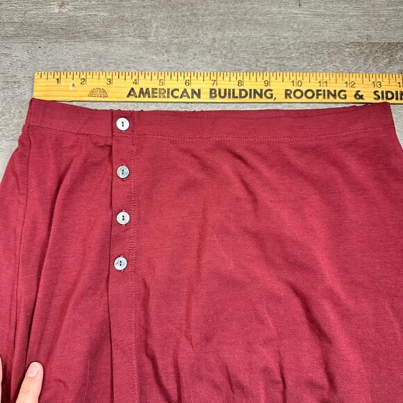 Garnet Hill Button Detail Knit Wrap Skirt Burgundy Red Small - Picture 6 of 9